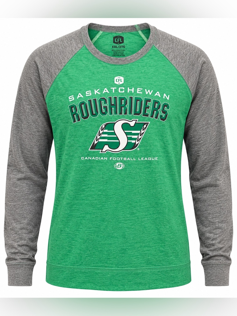 CFL Saskatchewan Roughriders Green Raglan Long Sleeve Shirt XXL